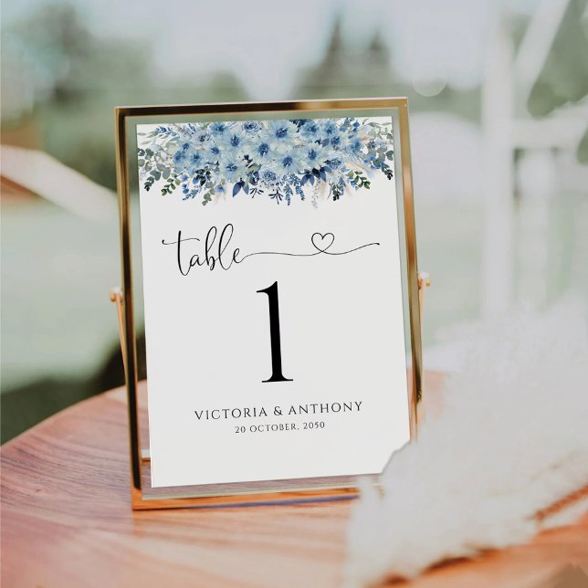 Numéros de table de mariage floral Boho bleu (Créateur téléchargé)
