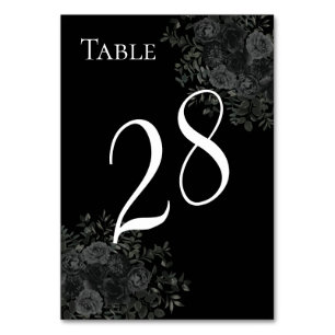Numéros de table de mariage gothique Rose blanche 