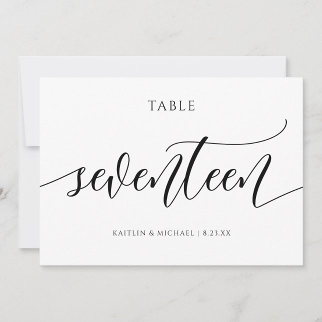 Numéros de table de mariage moderne - Calligraphie (Devant)