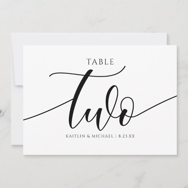 Numéros de table de mariage moderne - Calligraphie (Devant)