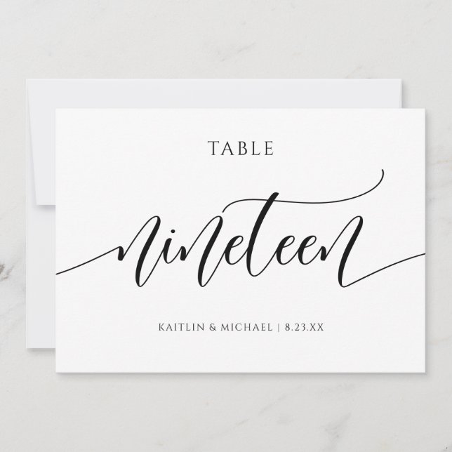 Numéros de table de mariage moderne - Calligraphie (Devant)