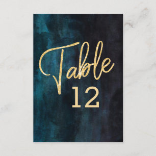 Numéros de table de mariage Navy Blue aquarelle et