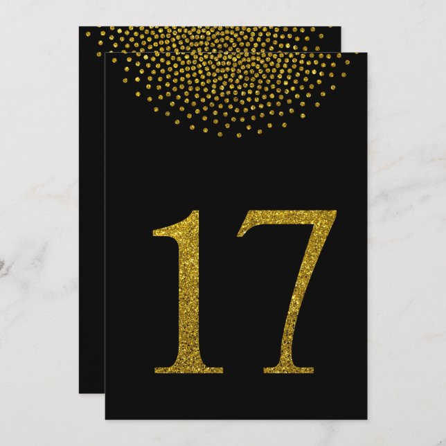Numéros de table de mariage noir et or (Devant / Derrière)