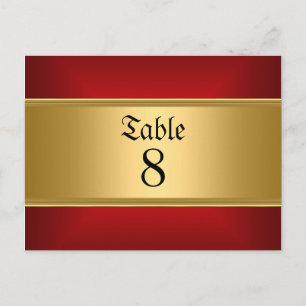 Numéros de table de mariage Or Rouge