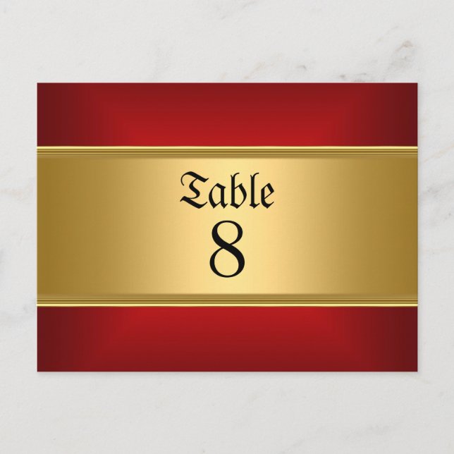 Numéros de table de mariage Or Rouge (Devant)