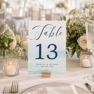 Numéros de table de mariage plage océan 5x7