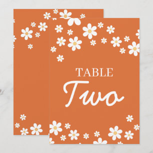 Numéros de table de mariage rétro Daisy Orange