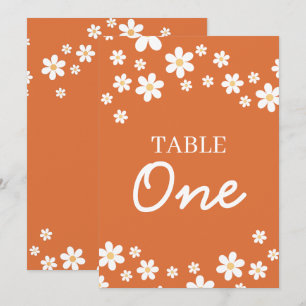 Numéros de table de mariage rétro Daisy Orange