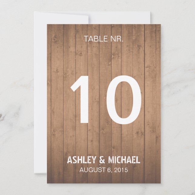 Numéros de table de mariage rustiques en veinage d (Dos)