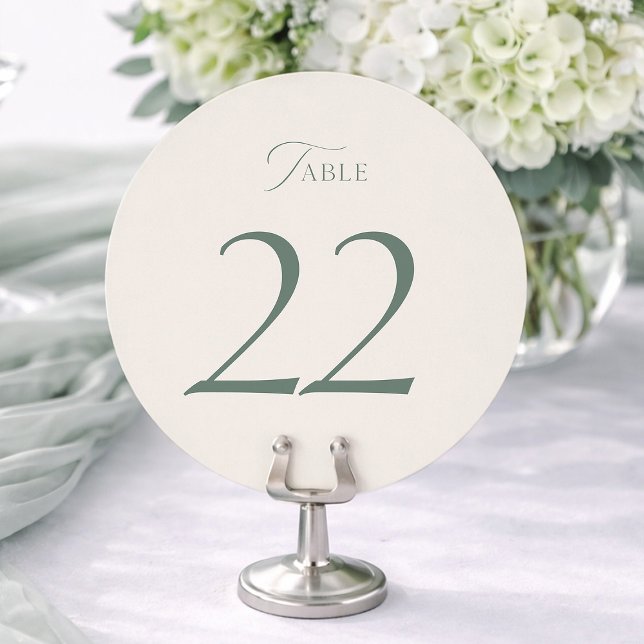 Numéros de table de mariage vert sauge élégant 20- (Créateur téléchargé)
