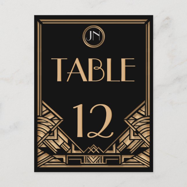 Numéros de table de style Gatsby Art Déco personna (Devant)