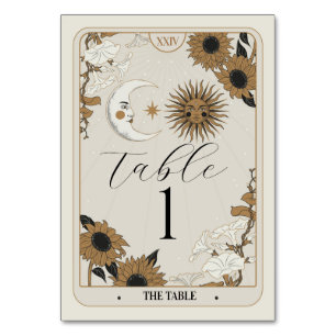 Numéros de table de Tarot Mariage Sun Moon Cartes 