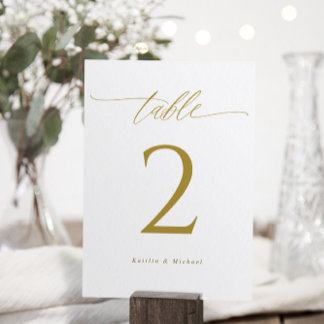 Numéros de table double élégants et modernes en or
