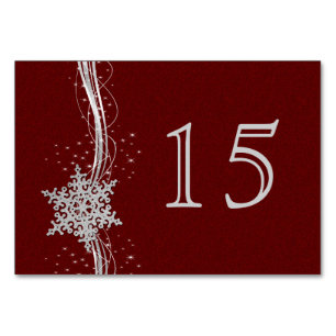 numéros de table du mariage des flocons d'argent r