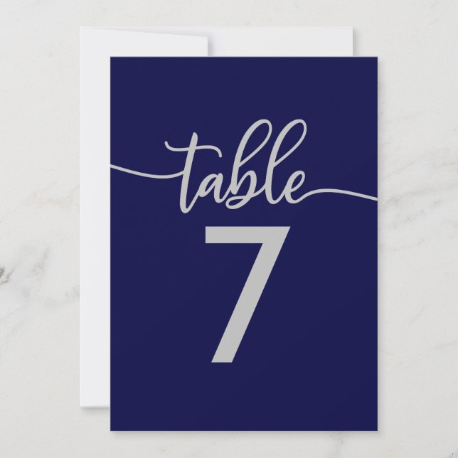 Numéros de table | Elégant Mariage bleu marine (Devant)