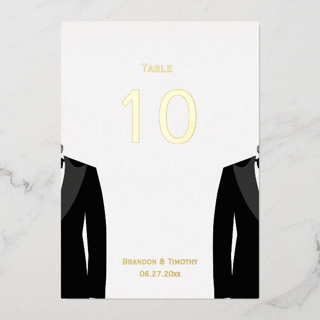 Numéros de table élégants pour mariage gay avec fe (Recto)