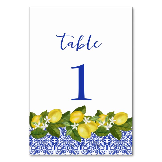Numéros de table en carreaux bleus et citron itali (Par défaut)