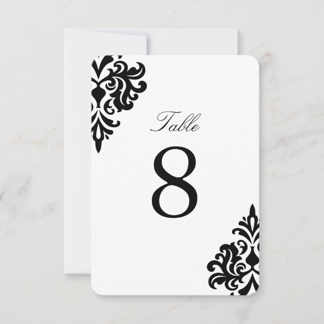 Numéros de table en Damas noir et blanc (Devant)