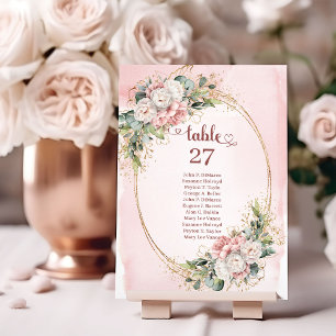 Numéros de table en or floral rose poussiéreux