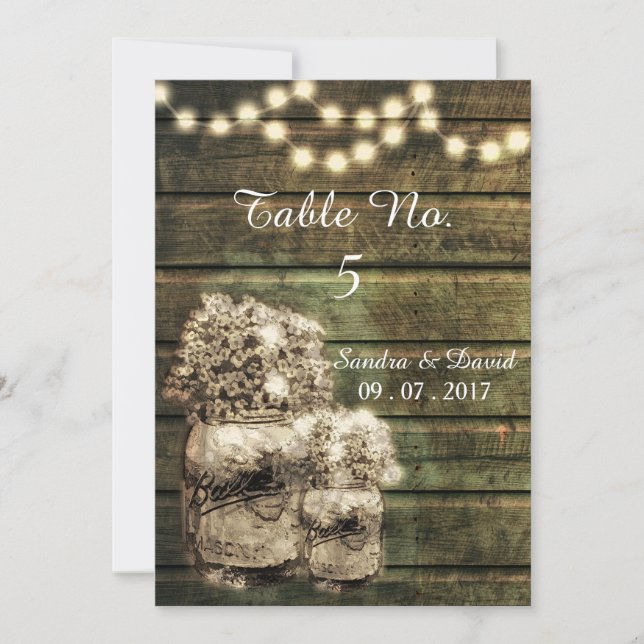 Numéros de table en pot Mason rustique (Devant)