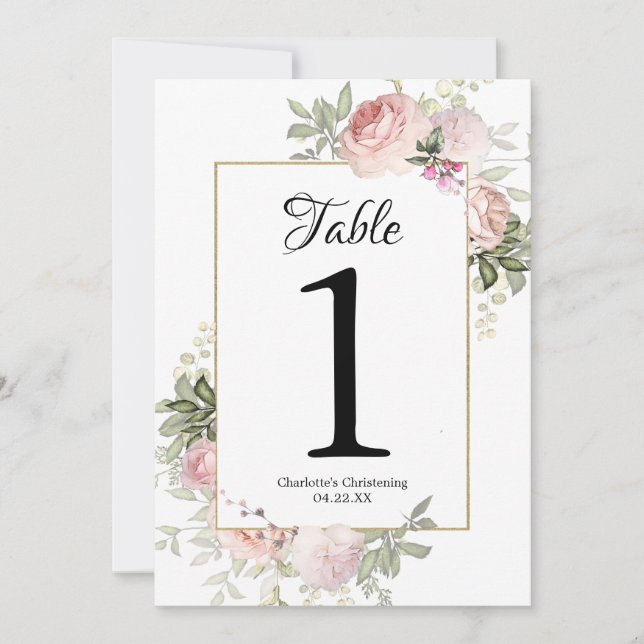 Numéros de table floraux roses (Devant)