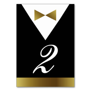 Numéros de table Gold & Black Tuxedo Forme moder