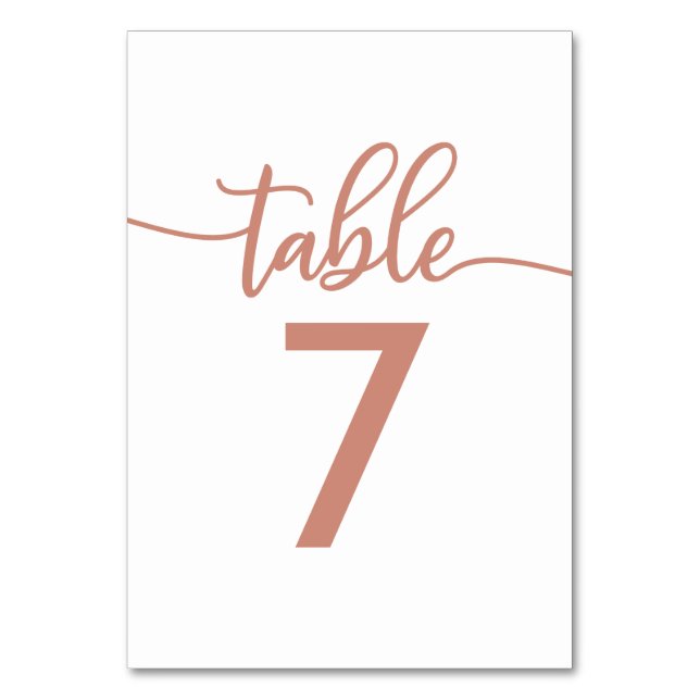 Numéros de table | Mariage cuivre or rose (Par défaut)