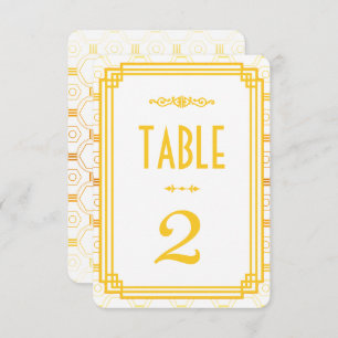 Numéros de table Mariage d'or Art Déco