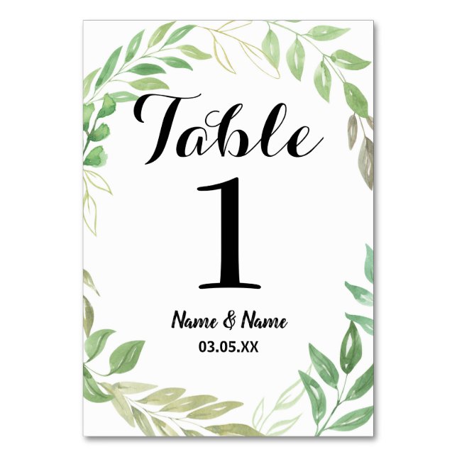 Numéros de table Mariage Feuillage Feuilles Mariag (Dos)