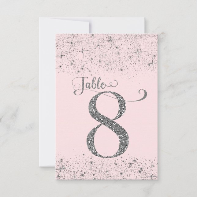 Numéros de table Pailletés Rose Foncé Argent Numér (Devant)