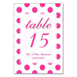 Numéros de table Pointe avec nom et date