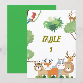 numéros de table pour Baby Shower Animaux de la Fo
