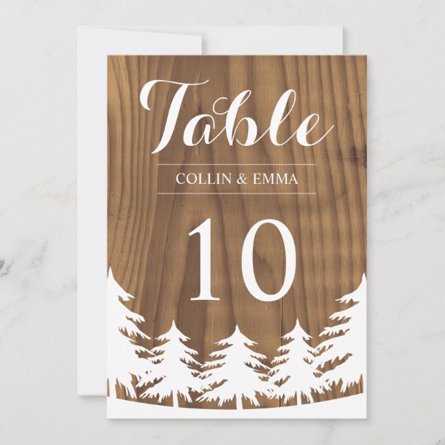 Numéros de table pour mariage en forêt (Devant)