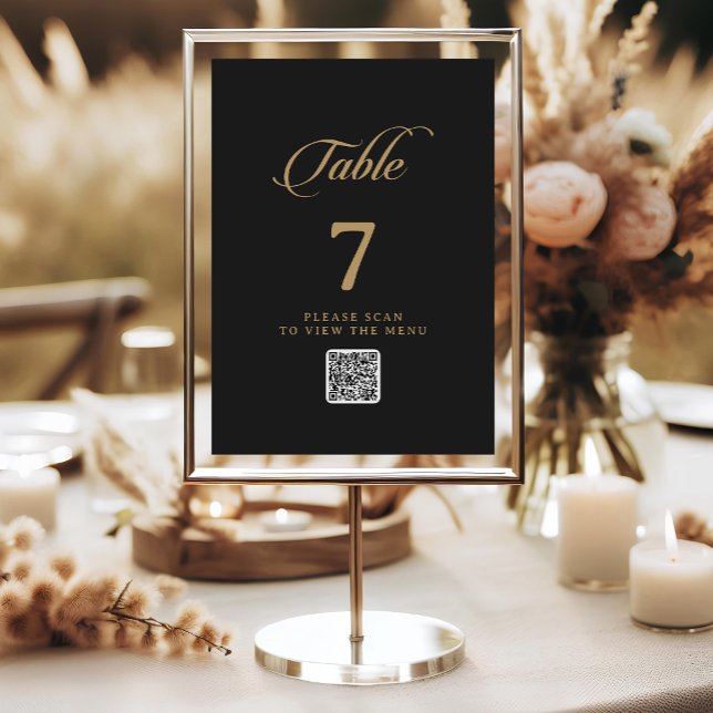 Numéros de table QR Code Noir et Or Classiques (Créateur téléchargé)
