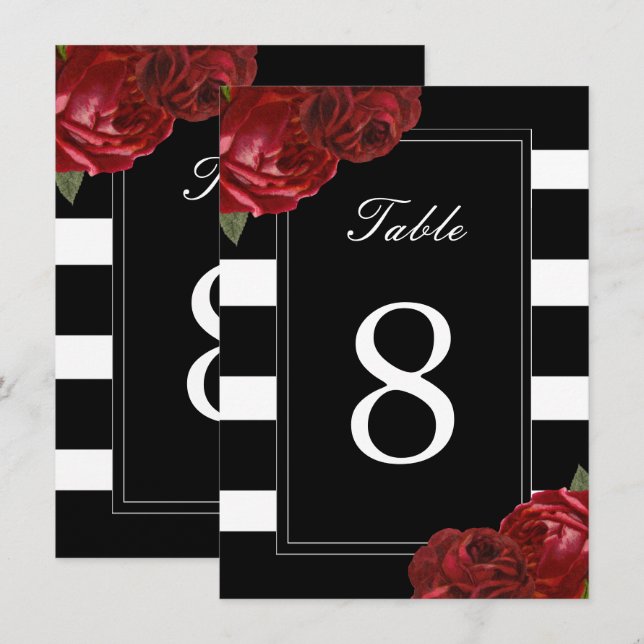 Numéros de table rayures noires et blanches (Devant / Derrière)