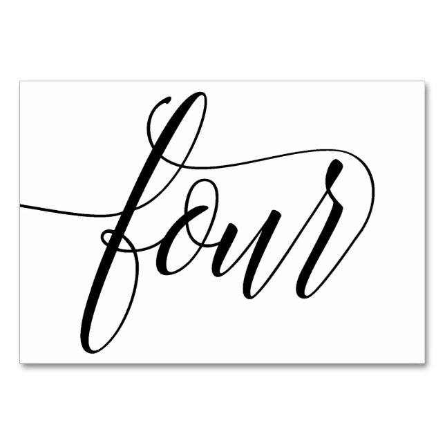 Numéros de table - Typographie Luxe (Noir) 4 (Devant)