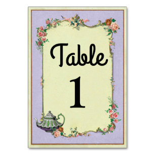 Numéros de tableau Cartes de théière Mariage Wonde