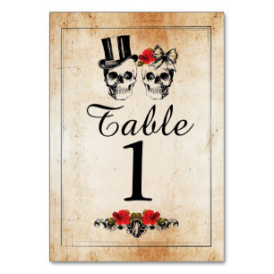Numéros de tableau Crânes de sucre Mariages Cartes