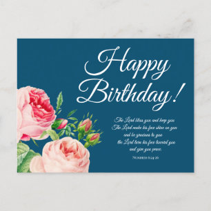 Numéros floraux 6:24-26 Anniversaire Carte postale