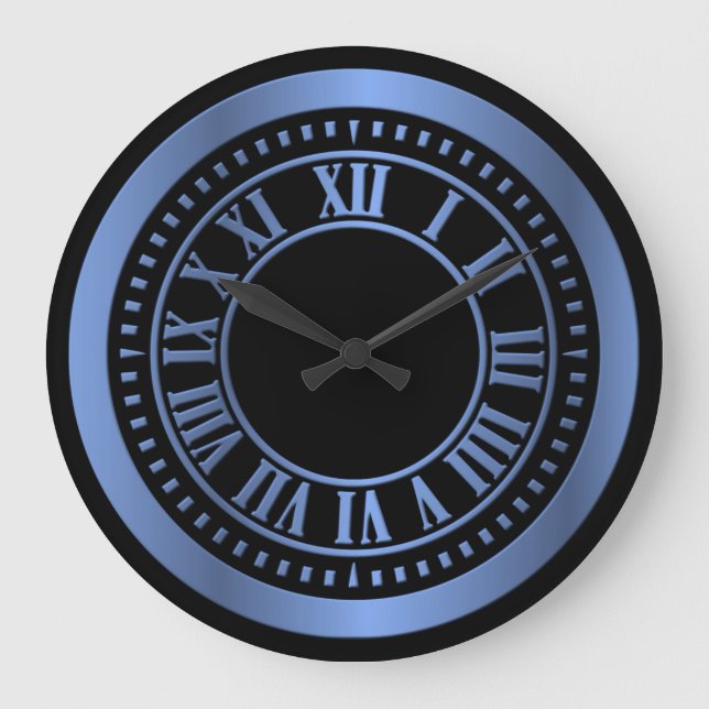 Numéros romains métalliques Horloge - Bleu (Recto)