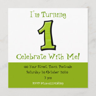 Numéros stupides 1 Invitation verte d'anniversaire