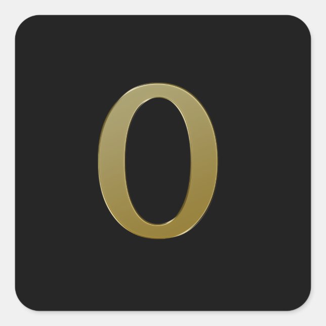 Nummer 0 Null Gold Quadratischer Aufkleber (Vorderseite)