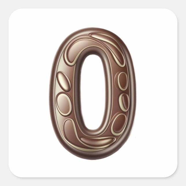 Nummer 0 Schokoladenaufkleber Quadratischer Aufkleber (Vorderseite)