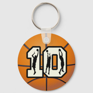 Nummer 10 Basketball und Spieler Schlüsselanhänger