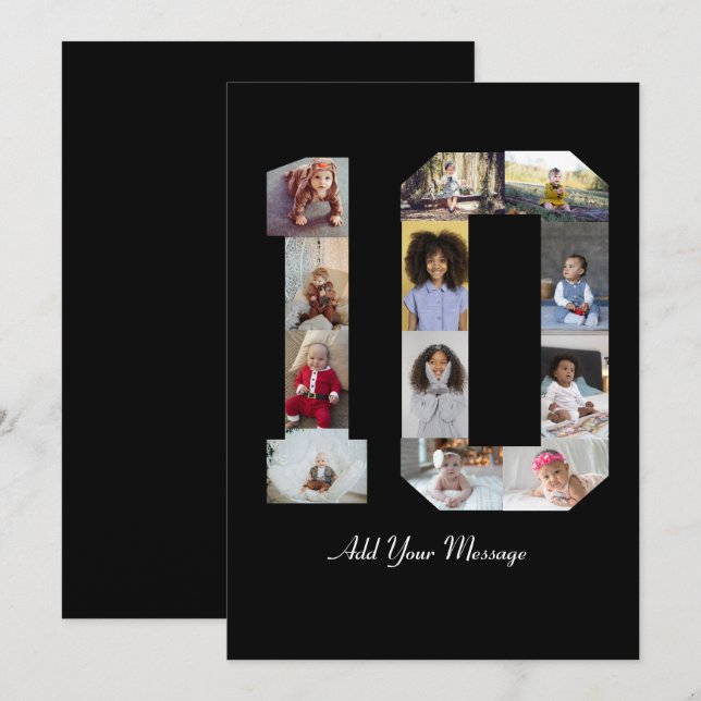 Nummer 10 FotoCollage Dankeskarte (Vorne/Hinten)