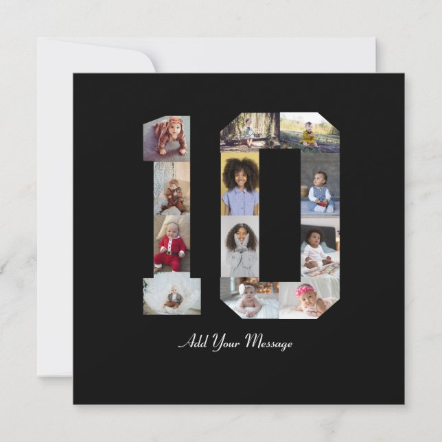 Nummer 10 FotoCollage Feiertagskarte (Vorderseite)