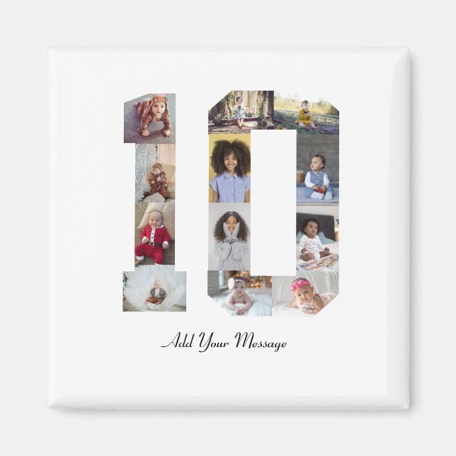 Nummer 10 FotoCollage Magnet (Vorne)