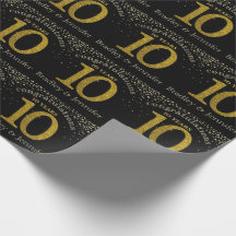 Nummer 10 Glitzer Gold Jubiläumswrapping Paper