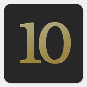 Nummer 10 Gold Square Aufkleber