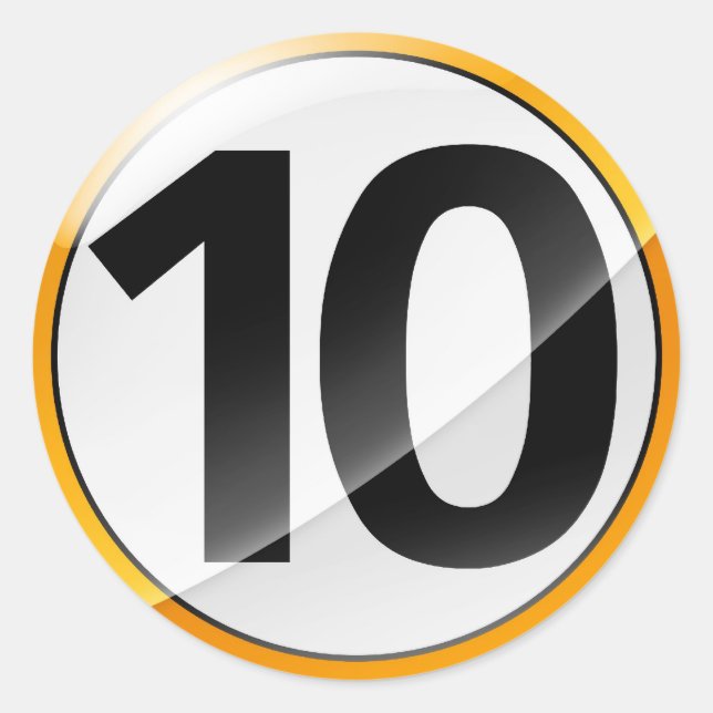 Nummer 10 Goldkleber Runder Aufkleber (Vorderseite)